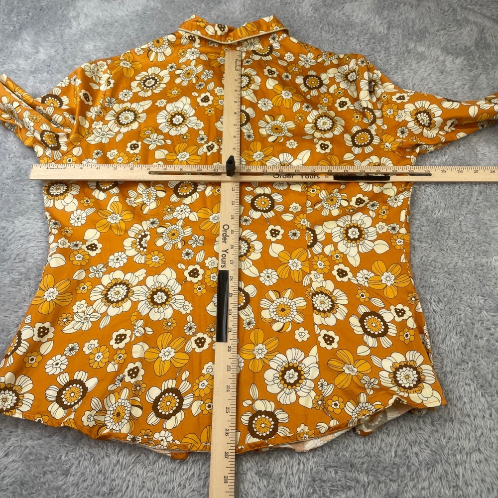 Wrangler x Leon Bridges Western Snap Shirt Women XL Orange Floral Retro 70s - Picture 6 of 10